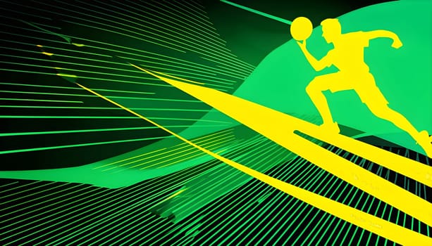 Converging digital lines and sport athletes silhouettes in vibrant colors, creating an abstract pattern to show AI’s impact in sports training