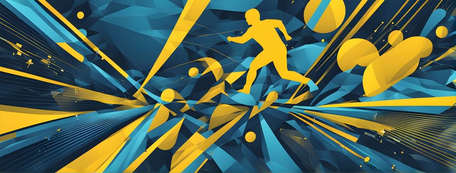 Converging digital lines and sport athletes silhouettes in vibrant colors, creating an abstract pattern to show AI’s impact in sports training