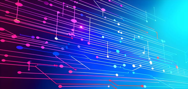 Converging digital lines and sport athletes silhouettes in vibrant colors, creating an abstract pattern to show AI’s impact in sports training