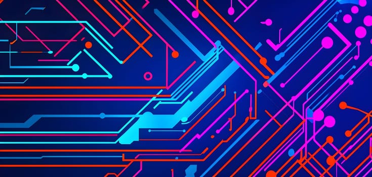 Converging digital lines and sport athletes silhouettes in vibrant colors, creating an abstract pattern to show AI’s impact in sports training