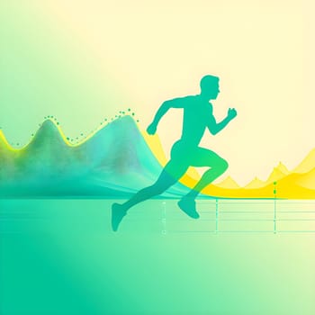 illustration of a wave of data points shaping into a runner's silhouette, conveying speed and precision guided by AI