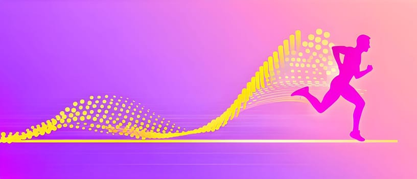 illustration of a wave of data points shaping into a runner's silhouette, conveying speed and precision guided by AI