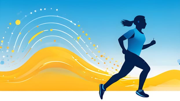 illustration of a wave of data points shaping into a runner's silhouette, conveying speed and precision guided by AI