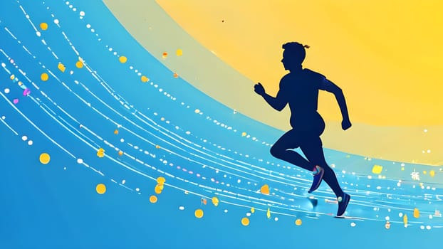 illustration of a wave of data points shaping into a runner's silhouette, conveying speed and precision guided by AI