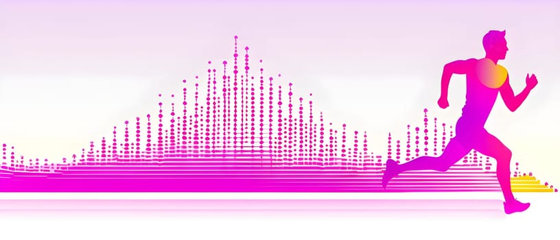 illustration of a wave of data points shaping into a runner's silhouette, conveying speed and precision guided by AI
