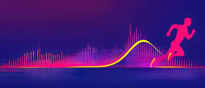 illustration of a wave of data points shaping into a runner's silhouette, conveying speed and precision guided by AI