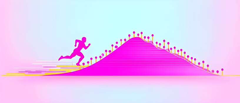 illustration of a wave of data points shaping into a runner's silhouette, conveying speed and precision guided by AI