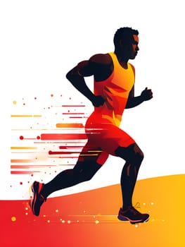 illustration of a wave of data points shaping into a runner's silhouette, conveying speed and precision guided by AI