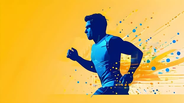illustration of a wave of data points shaping into a runner's silhouette, conveying speed and precision guided by AI