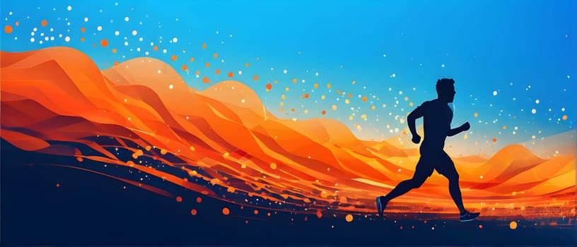 illustration of a wave of data points shaping into a runner's silhouette, conveying speed and precision guided by AI