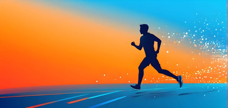 illustration of a wave of data points shaping into a runner's silhouette, conveying speed and precision guided by AI