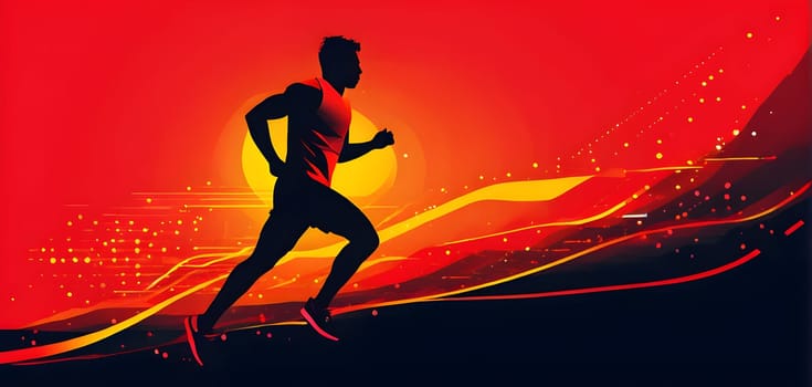 illustration of a wave of data points shaping into a runner's silhouette, conveying speed and precision guided by AI