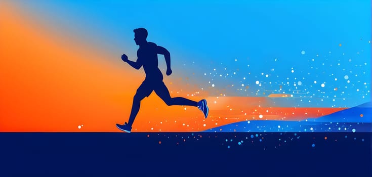illustration of a wave of data points shaping into a runner's silhouette, conveying speed and precision guided by AI