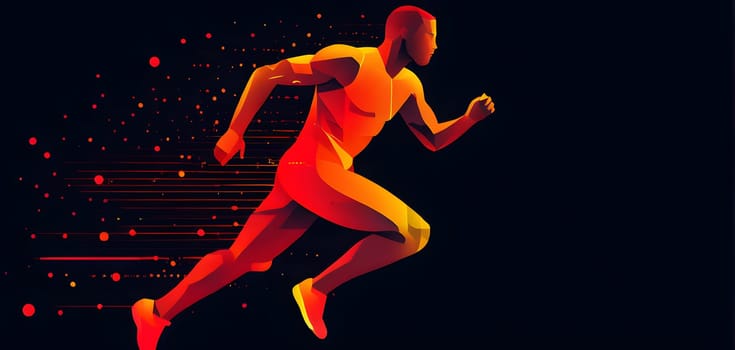 illustration of a wave of data points shaping into a runner's silhouette, conveying speed and precision guided by AI