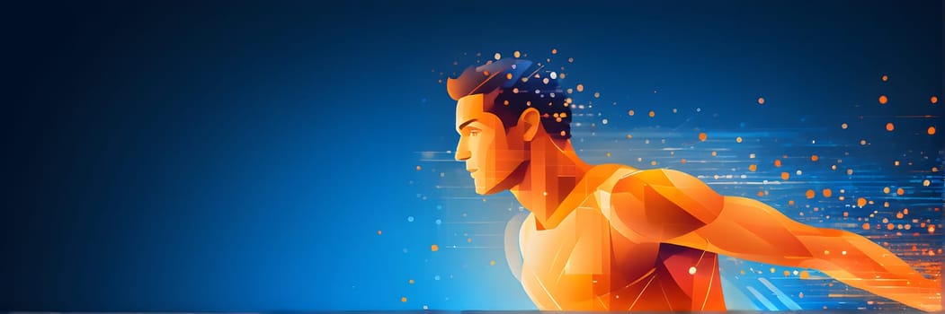 illustration of a wave of data points shaping into a runner's silhouette, conveying speed and precision guided by AI