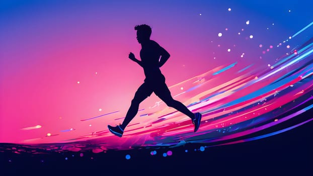 illustration of a wave of data points shaping into a runner's silhouette, conveying speed and precision guided by AI