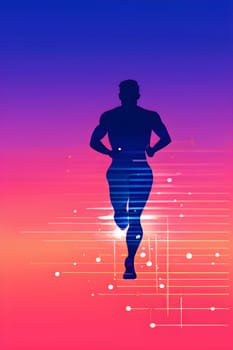 illustration of a wave of data points shaping into a runner's silhouette, conveying speed and precision guided by AI