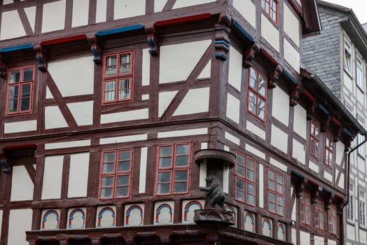 Gottingen, Germany - April 15, 2023: Half timbered houses in the center of Gottingen, Germany