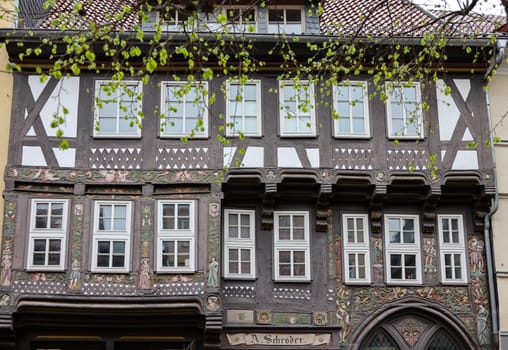 Gottingen, Germany - April 15, 2023: Half timbered Schröder House in the center of Gottingen, Germany