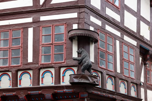 Gottingen, Germany - April 15, 2023: Half timbered houses in the center of Gottingen, Germany