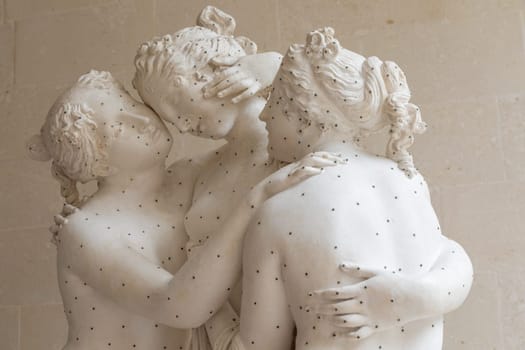 Possagno, Italy - 30 April 2024. The Three Graces plaster model by Antonio Canova, 1813. The marble statue is located in Hermitage Museum, St. Peterburg, Russia.
