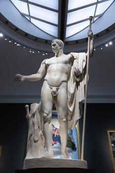 Milan, Italy - 23 September 2023: Brera antique painting museum. The Napoleon statue by Antonio Canova, 1807