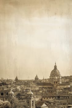 Rome old postcard, panorama - vintage style, retro texture