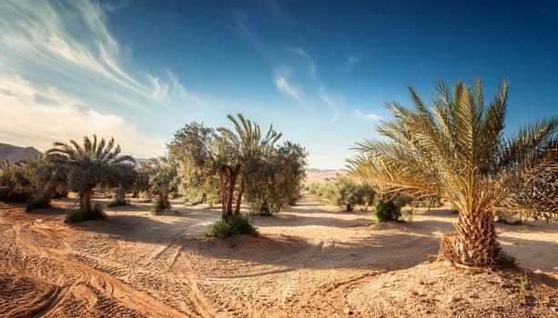 natural scene with olive trees, AI generated image