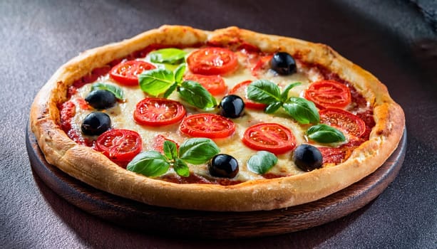 pizza with olives food, AI generated image
