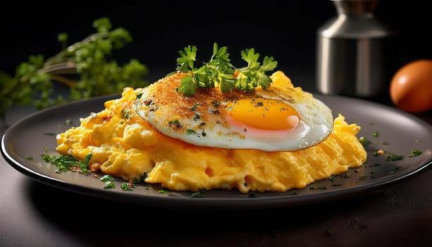 scrambled egg vegetarian food, AI generated image