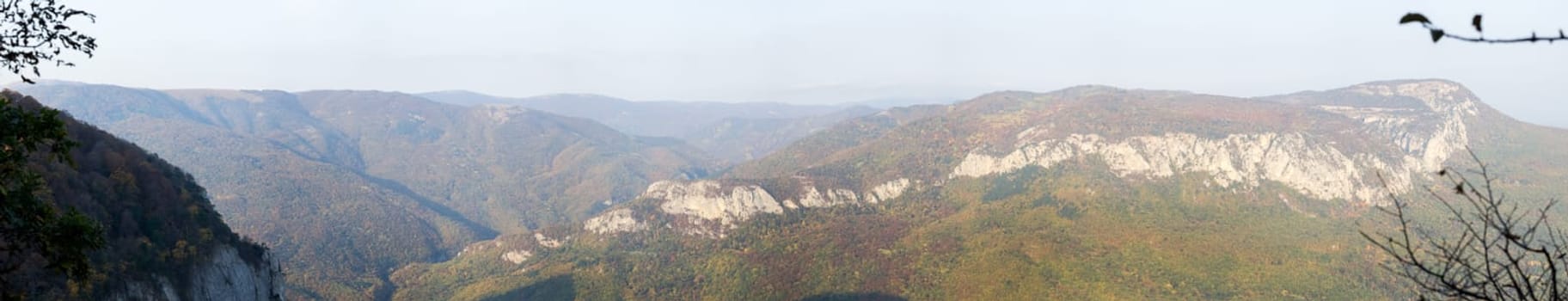 The nature of Crimea, mountains and sky. Grass and forests in the mountains.