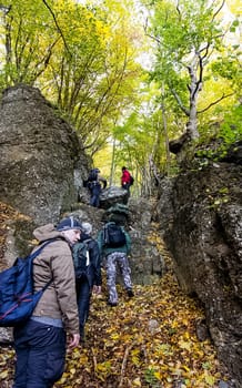 Rocks in Crimea. The rocks of the rocks of Crimea. The output of limestone sediment