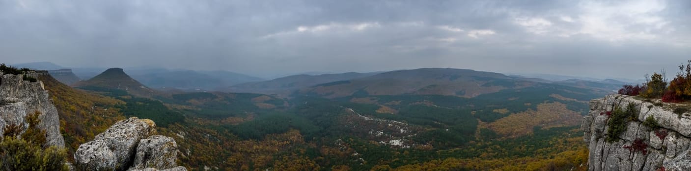 The nature of Crimea, mountains and sky. Grass and forests in the mountains.