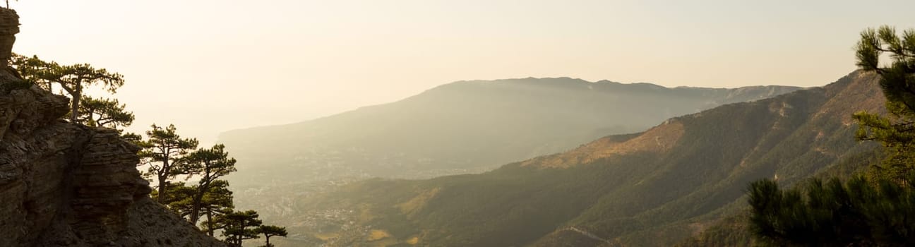 The nature of Crimea, mountains and sky. Grass and forests in the mountains.