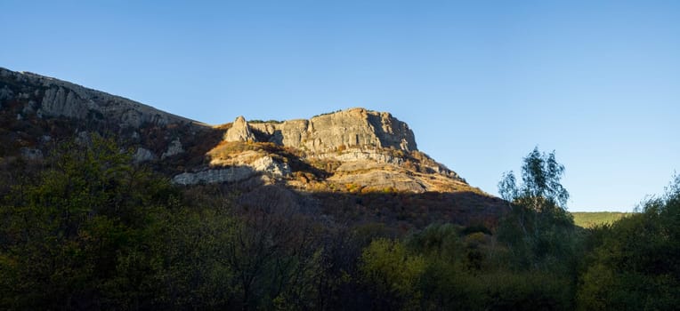 The nature of Crimea, mountains and sky. Grass and forests in the mountains.