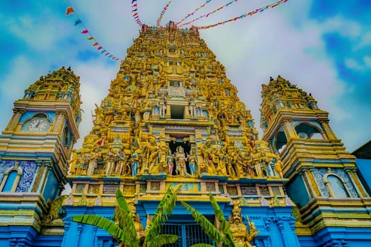 The magnificent facade of a temple in Sri Lanka. Shooting Location: Sri Lanka, Colombo