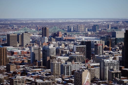 downtown and skyline. Shooting Location: montreal, canada