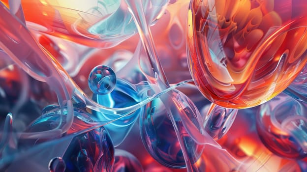 Artistic glassmorphism composition featuring abstract shapes and soft glows
