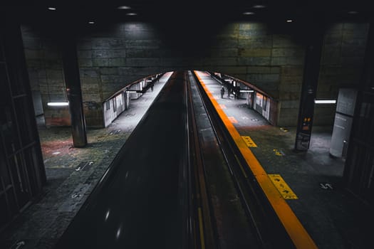 Silence on the subway platform. Shooting Location: montreal, canada
