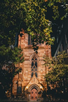 Illuminated church (Sydney). Shooting Location: sydney, australia