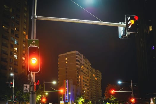 Red light and night cityscape. Shooting Location: sydney, australia