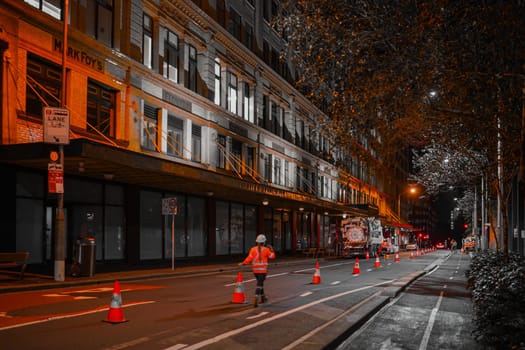 Night view of construction site. Shooting Location: sydney, australia