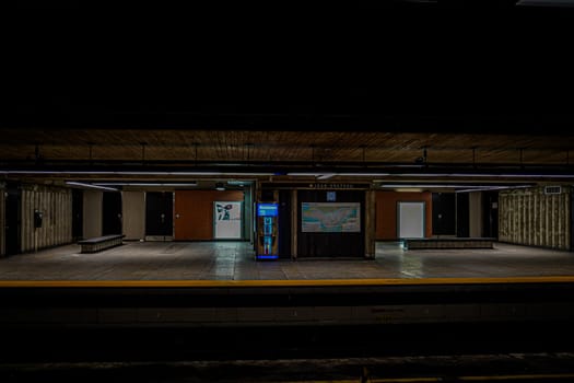 Silence on the subway platform. Shooting Location: montreal, canada