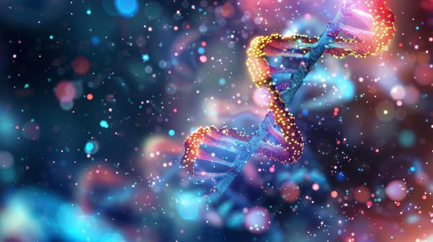 A medical background with DNA helix and molecular structures, representing genetics and molecular biology