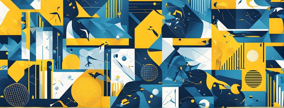 Converging digital lines and sport gear silhouettes creating an abstract pattern to show AI impact in sports training