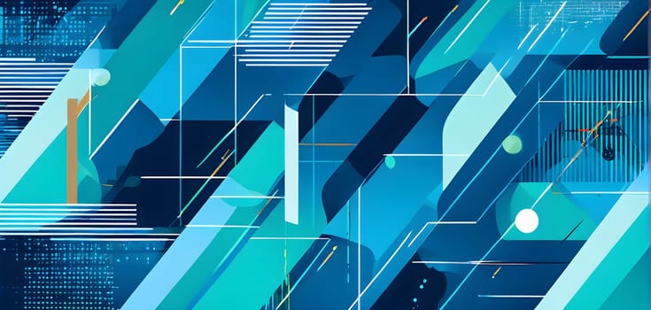 Converging digital lines and sport gear silhouettes creating an abstract pattern to show AI impact in sports training