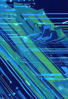 Converging digital lines and sport gear silhouettes creating an abstract pattern to show AI impact in sports training