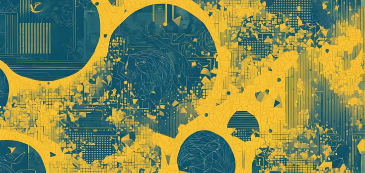 Converging digital lines and sport gear silhouettes creating an abstract pattern to show AI impact in sports training