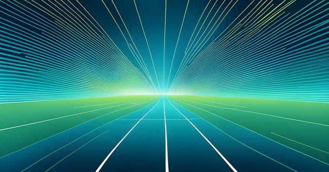 Converging digital lines and sport gear silhouettes creating an abstract pattern to show AI impact in sports training