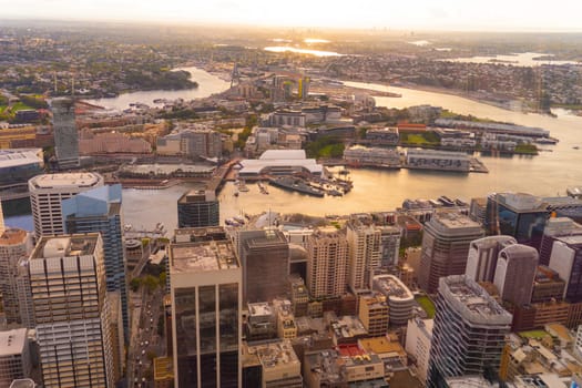 Sydney skyscrapers and sunset. Shooting Location: sydney, australia